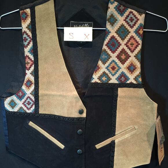 Katch Me BoHo Cowboy Retro NWT Vintage Western Suede Leather Rancher Vest SX - Picture 3 of 8
